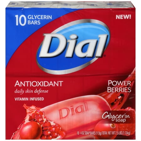 Dial Glycerin Bar Soap, Power Berries, 4 Ounce Bars, 10 (Best Glycerin Soap For Dry Skin)