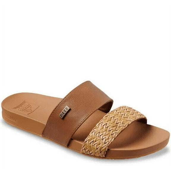 REEF WOMEN'S BANDED HORIZON SLIDE SANDALS CUSHIONED sz 5 M NATURAL BC17037