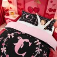 thumbnail image 3 of meiyoeat Pink Bow Monogrammed C Bedding,3D Cartoon Pearl Duvet Cover Full For Girl,Pink Reversible,3pcs,1 Duvet Cover and 2 Pillowcases, 3 of 6