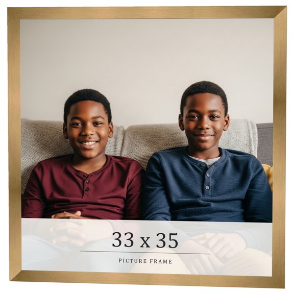 33x35 Frame Gold Bronze Solid Wood Picture Frame Width 0.75 Inches | Interior Frame Depth 0.5