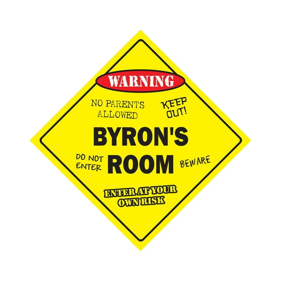 Byron's Room Sign Crossing Zone Xing | Indoor/Outdoor | 12" Tall kids bedroom decor door children's name boy girl