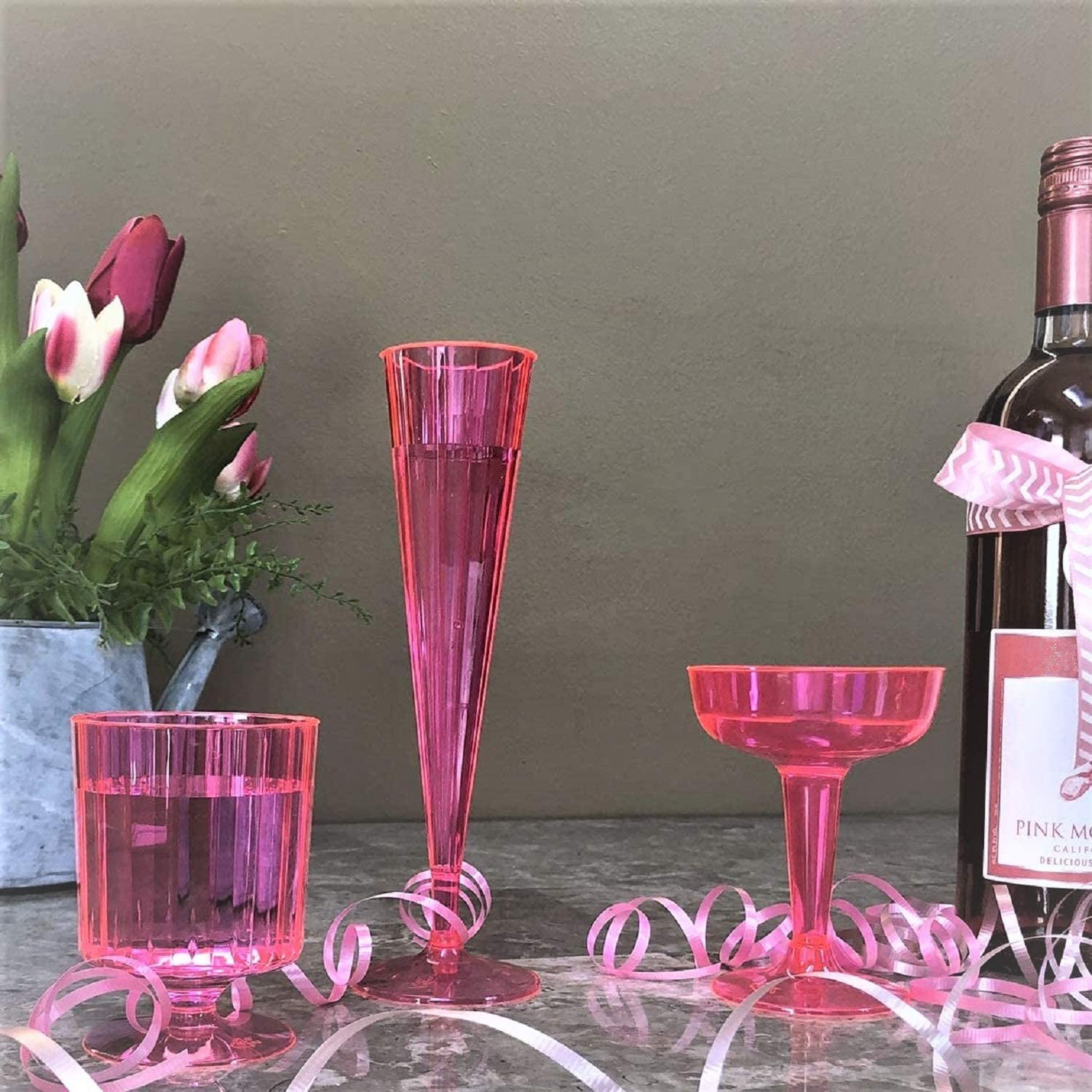 Fluted Stemmed Wine Glass – Pink Antlers