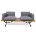 thumbnail image 4 of JERFIT Outdoor Acacia Wood Loveseat Sofa Set with Coffee Table, 2-Piece Water-Resistant Patio Furniture for Garden, Porch, Poolside, 4 of 10