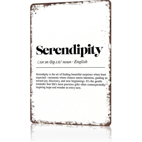 Vintage Metal Serendipity Definition Wall Art Tin Sign for Man Cave Office Home Bedroom Decor 8 x 12 Inch