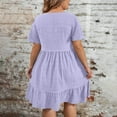 thumbnail image 4 of Tianiyouqing Midi Cute Dresses for Women Oversized Plus Size Short Sleeve Loose Midi Dresses Cotton Linen Ruffle Tiered Layered Birthday Pleated Dresses Light Purple 2XL, 4 of 7