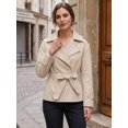 thumbnail image 2 of INSPIRE CHIC Elegant Women's Trench Coat Double Breasted Belted Lapel Outerwear for Spring and Urban Wear L Natural White, 2 of 6