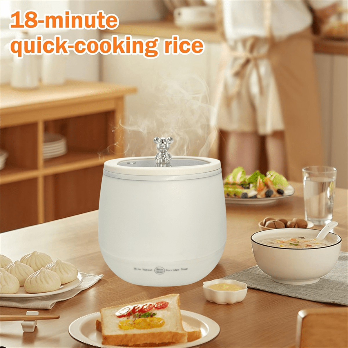 Multifunctional Small Rice Cooker Dormitory Single Steaming and Soup Making Smart Mini Rice Cooker US Plug