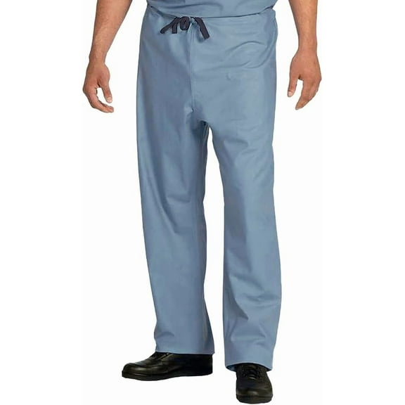 Unisex Reversible Drawcord Scrub Pants, Size 3XL, Adjustable, 2 Pockets Misty Blue