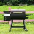 thumbnail image 3 of KingChii Pellet Grill Smoker with Side Shelf, 456 SQ.IN Grill with PID Temperature Control for Outdoor Cooking, BBQ Camping and Patio, Brown, 3 of 12