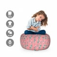 thumbnail image 2 of Modern Storage Toy Bag Chair, Urban Girl in Retro Fashion Clothes Holding Umbrella Hipster Art Deco, Stuffed Animal Organizer Washable Bag, Small Size, Pale Pink and Turquoise, by Ambesonne, 2 of 3