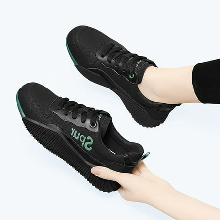 New Women s Shoes Low-top Platform Sole Casual Leather Patchwork Breathable Wear-resistant Four Seasons