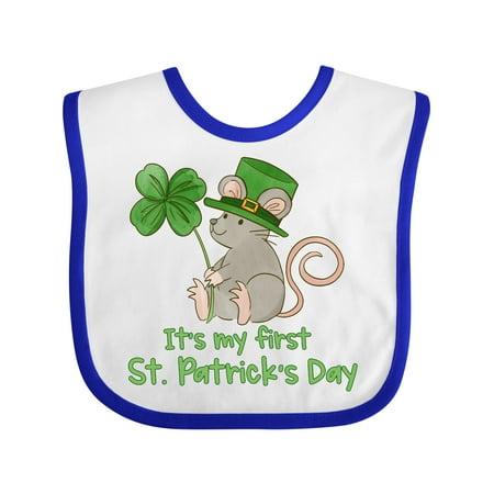 

Inktastic It s My 1st St. Patrick s Day Cute Mouse with Clover Gift Baby Boy or Baby Girl Bib