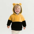thumbnail image 5 of SonxaHe Toddler Boy Hooded Sweatshirt Flannel Long Sleeve Patchwork Fleece Warm Soft Cozy Winter Hooded Sweatshirt Yellow,Sized 3-4, 5 of 6