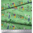 thumbnail image 2 of Soimoi Poly Georgette Fabric Tropical Leaves,Leopard & Girl Scene Printed Fabric 1 Yard 42 Inch Wide, 2 of 3
