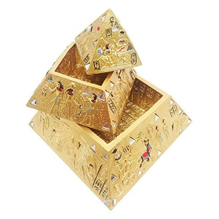 Egyptian Pyramids 3d - EGYPTIAN GOLDEN MIRROR GODS DEITIES PYRAMID JEWELRY STACKER BOX FIGURINE STATUE