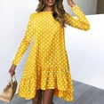 thumbnail image 2 of Nouveau Produit Introduction, Femmes Mode Polka Dot Imprimer Manches Longues Irrégulières Ourlet Volant Mini Robe en Vrac, 2 of 6