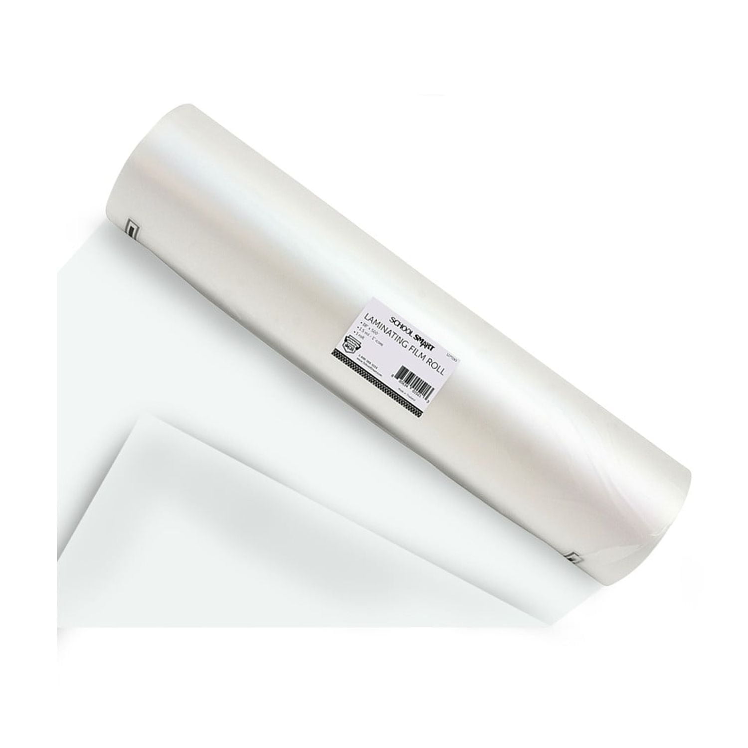 School Smart Laminating Film Roll, 18 Inches x 500 Feet, 1.5 Mil Thick, 1 Inch Core, High Gloss