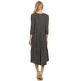 thumbnail image 4 of Women's Casual Basic Comfy 3/4 Sleeve Flare A-line Midi long maxi Dress, 4 of 4