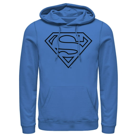Men's Superman Logo Sleek  Pull Over Hoodie Royal Blue Medium