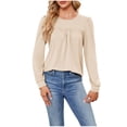 thumbnail image 1 of Yuyuzo 2023 Tunic Tops for Women Rufffle Long Sleeve Round Neck Solid Color Shirts Fall Solid Color Tops, 1 of 6