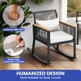 thumbnail image 5 of ModFusion 3-Piece Outdoor Indoor Patio Conversation Furniture Set, 2 Black Rattan Wicker Rocking Chairs with Cushion and 1 Tempered Glass Top Coffee Table, Light Gray Cushion, 5 of 10