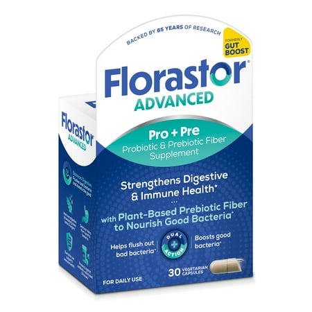 Florastor Unisex Advanced Pro + Pre Probiotic and Prebiotic Supplement 30ct