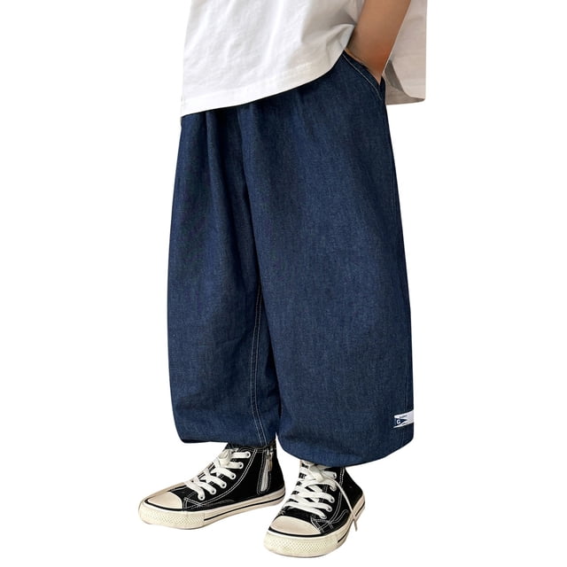 Pantalon Décontracté pour Petits Garçons Jeans Amples Style de Rue Jambe Grand Hip-Hop Jeans Amples Pantalon pour Enfants Pantalon pour Garçons Taille 5-6T