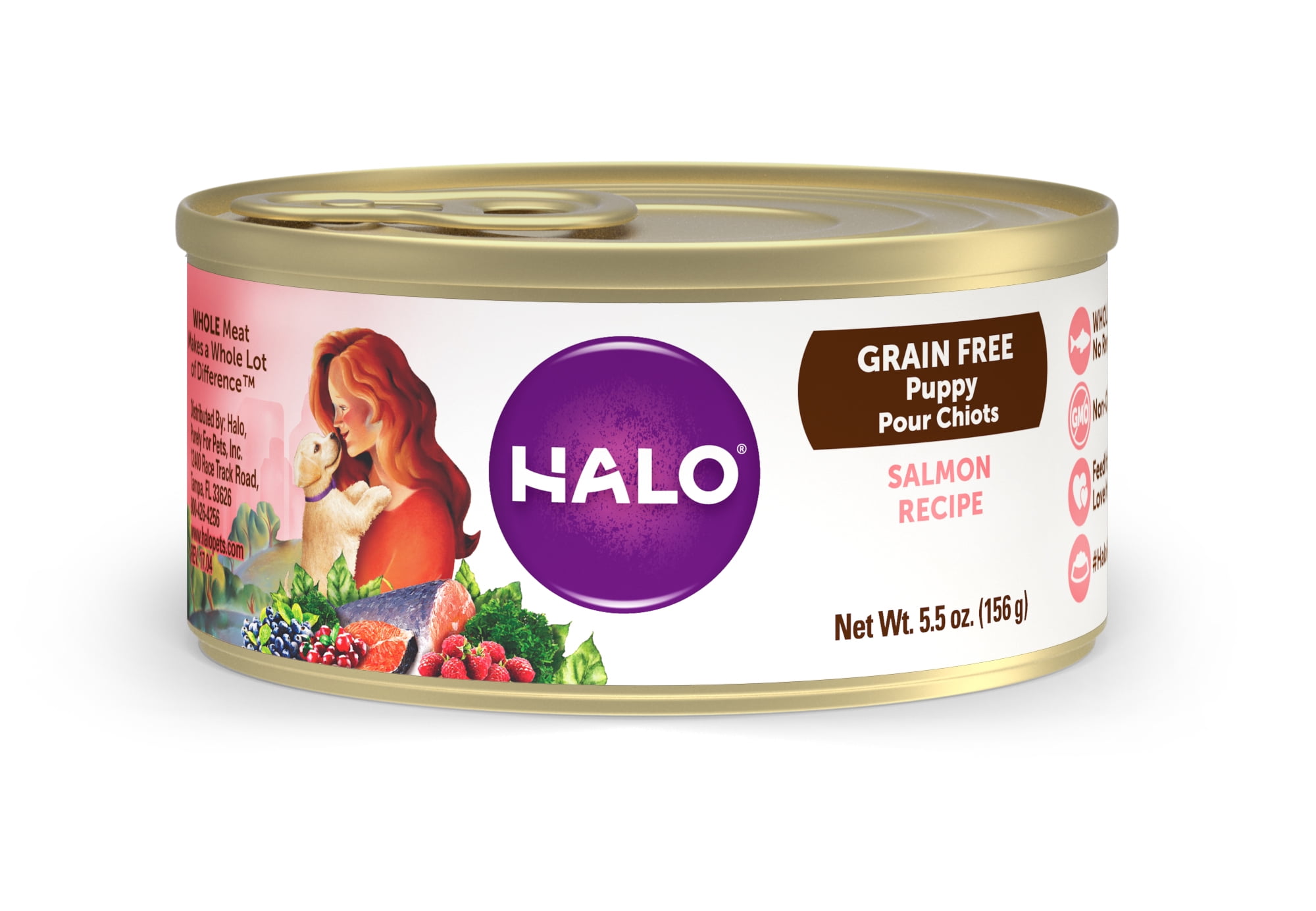 Halo Grain Free Natural Wet Dog Food, Puppy Salmon Recipe, 5.5Ounce