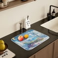 thumbnail image 5 of Yayeee Dish Drying Mat for Kitchen Counter 16" x 18" Microfiber Super Absorbent Coffee Decorative Pad, Crystal Ocean, 5 of 9