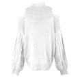 thumbnail image 5 of Wutalume Women's Relaxed Loose Long Sleeve Turtleneck Pullover Solid Color Knit Sweater, Cozy Winter Top, Soft Fabric for All Day Comfort,White S, 5 of 5