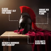 SZCO Corinthian Style Black Helmet with Red Plume Handmade Decorative Helmet for Costume, Display, Cosplay & Collector Use