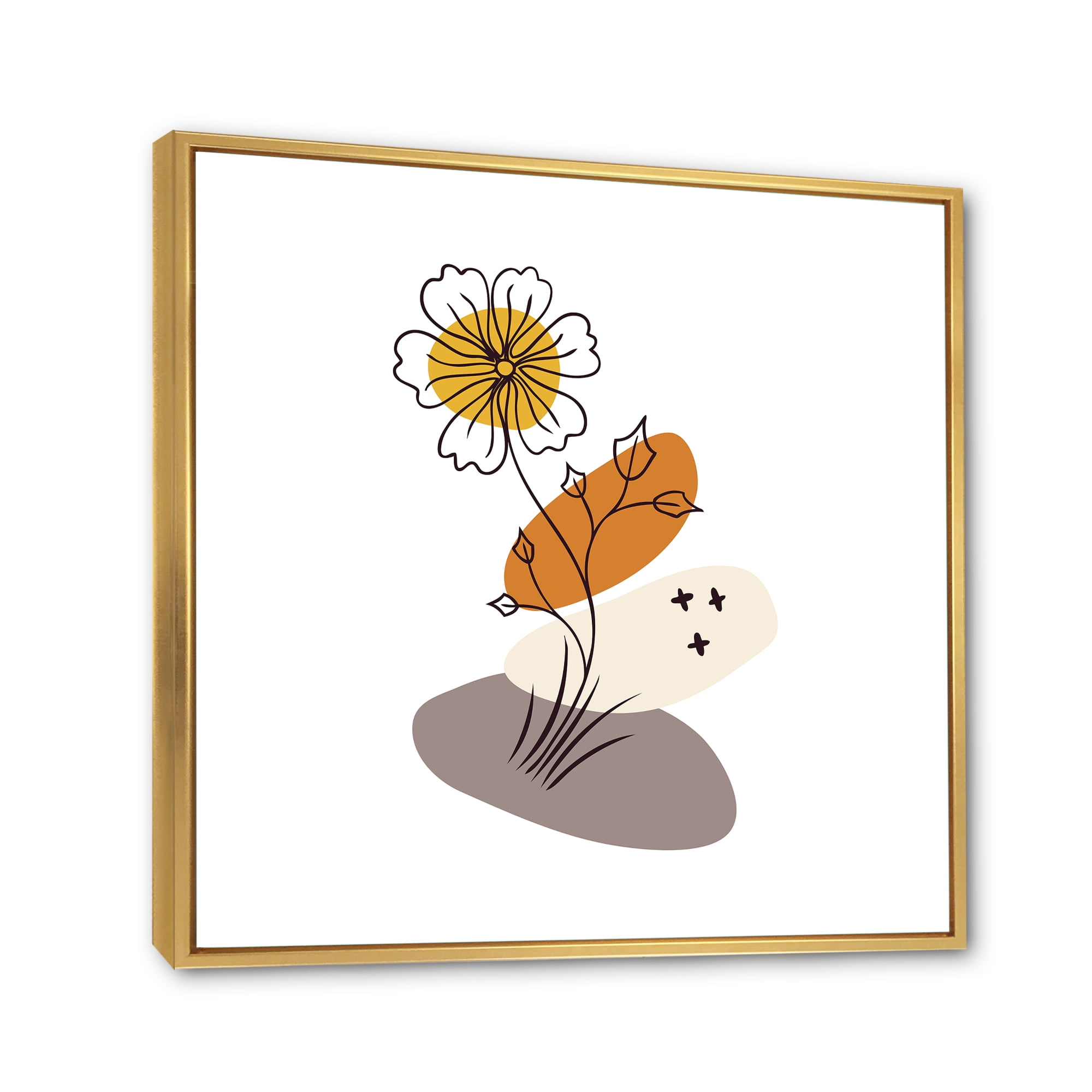 Designart 'Abstract Minimal Shapes Under Flowers I' Modern Framed Canvas Wall Art Print