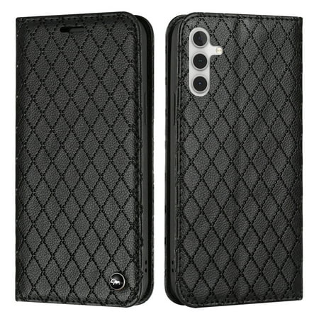 Littlemax for Samsung Galaxy A13 5G Case,Grid Pattern Leather Wallet Magnetic Flip Case with [Card Slot][Kickstand],Black