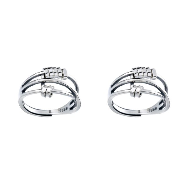 Qarigey Ring 925 Sterling Silver Bead Ring para aliviar el estrés Peace Rings para la transferencia de ansiedad Bead 5.00*5.00*5.00 cm 2piezas