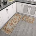 thumbnail image 3 of 2 Piece Bohemian Light Orange Ethnic Pattern Rug Rug Kitchen Rug Set, Decor Kitchen Rugs, Absorbent Non-Slip Washable Floor Mats, Home Indoor Runner Rugs 17"x47"+17"x30", 3 of 7