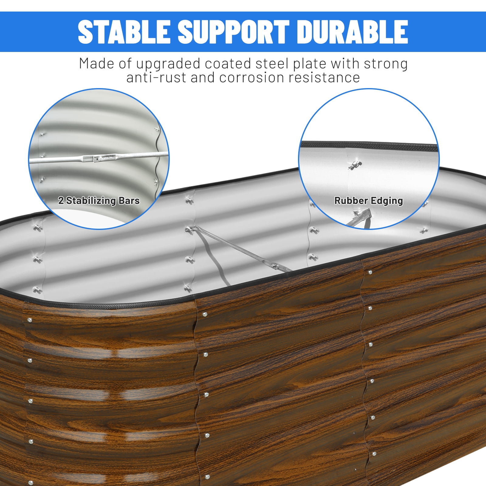 SnugNiture 2pcs 4x2x2ft Raised Garden Bed, Outdoor Oval Metal Garden Planter Box for Vegetables Flower Herb Plants