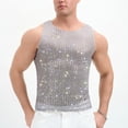 thumbnail image 4 of USNSM Men's Fashion Sequin Tank Top Sparkly Metallic Sleeveless Crew Neck T Shirt Trendy Party Cropped Top for Men Silver L, 4 of 9