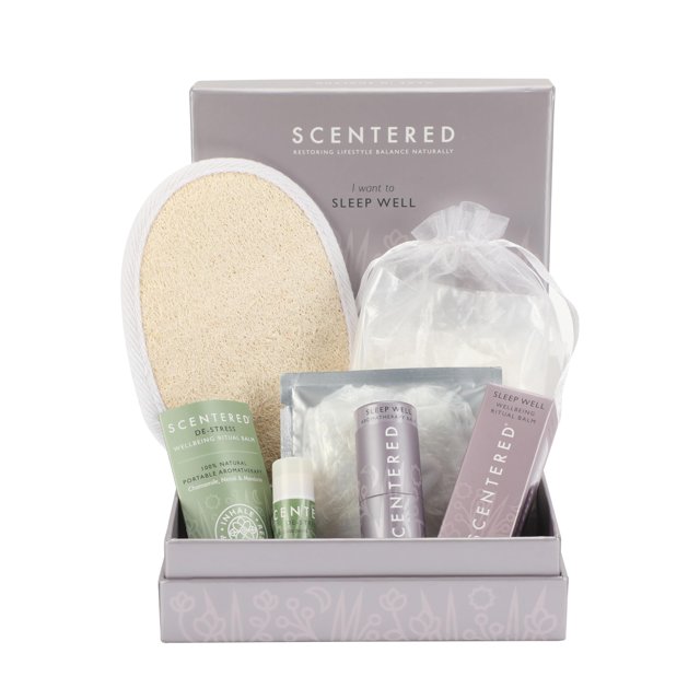 Set de baño perfumado Prepare for a Great Night's Sleep - Sales de baño Bálsamos de aromaterapia Corbata para el cabello y gorro de ducha de lufa corporal - Set de baño relajante para un sueño reparad