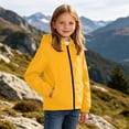 thumbnail image 6 of Wlynlyn Girls Rain Jacket Waterproof Hooded Raincoats Outdoor School Daily Travel Lightweight Windbreaker Raincoat(Yellow,7-8 Years), 6 of 9