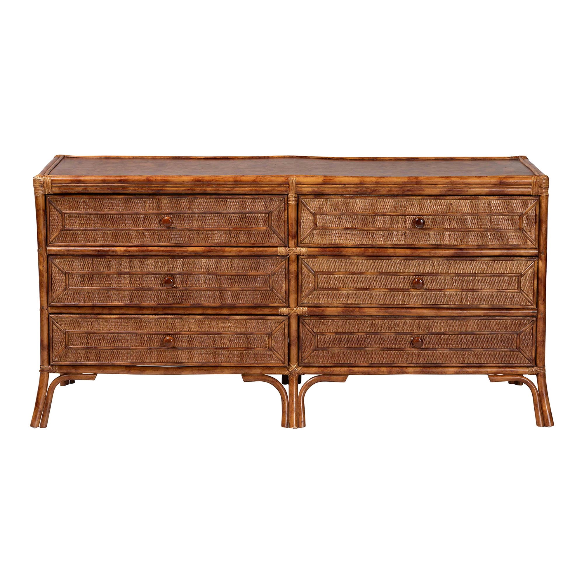 bali & pari Basile Boho Dresser, 6-Drawer, Marbled Tortoise Brown