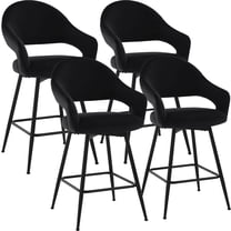 ANMINY Swivel Bar Stools Velvet Upholstered Modern Bar Chairs, Set of 4, 26" Counter Height Bar Stools with Hollow Back Island Stools for Home Bar Kitchen Pub