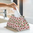 thumbnail image 6 of Uemuo Strawberries And Leaf Pattern Tissue Box Cover Holder, Triangle with Bottom Belt - PVC Leather Decorative Organizer for Tabletop, Bathroom, Car, Office, 6 of 9
