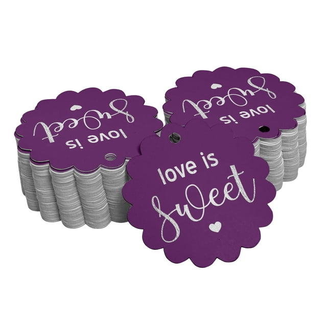Inkdotpot Real Silver Foil Love Is Sweet Wedding Tags Favor Hang Paper Tags 100 Piece
