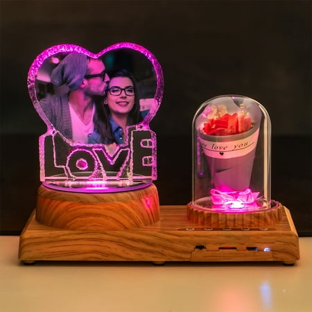 

Toyella Personalized Photo Night Light Bluetooth Music Gift Box 3D Crystal Inner Carving Gift A