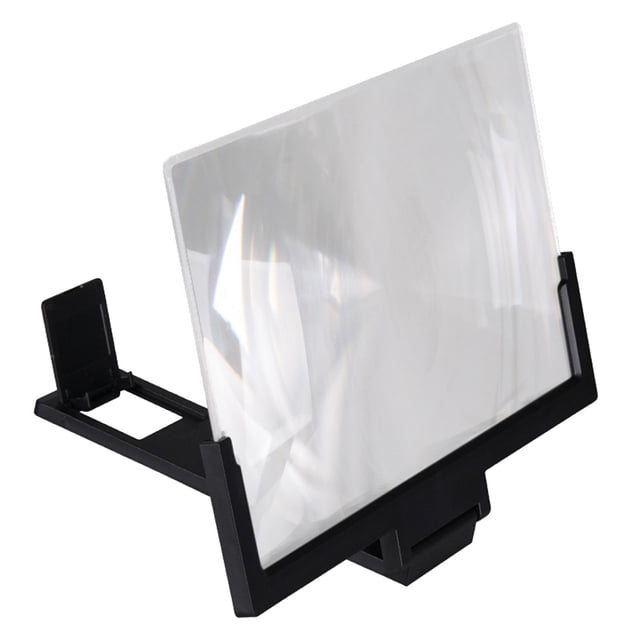 8-14 inches Phone Screen Magnifier 3D Video Amplifier Pulling Type Magnifier Folding Rack for Home Office Black