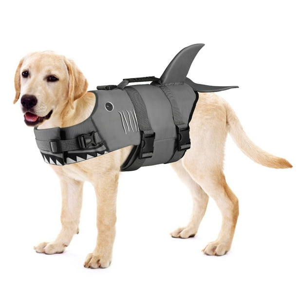 Petacc Lovely Sharkshape Dog Life Jacket Adjustable Pet Safety Vest Ripstop Dog Life Preserver