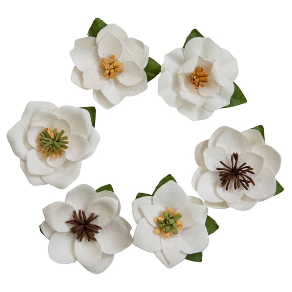 Recollections Paper Magnolia Flower Embellishments, 12 Packs: 6 ct. (72 total)