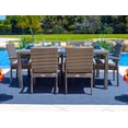 thumbnail image 4 of Sorrento 7-Piece Resin Wicker Outdoor Patio Furniture Dining Table Set in Gray w/ Dining Table and Six Cushioned Chairs (Flat-Weave Gray Wicker, Polyester Light Gray), 4 of 8