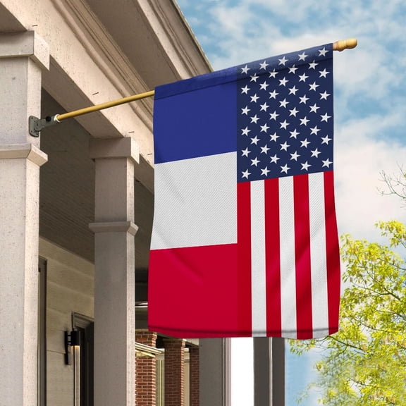 American France Flag French Friendship U.S.A Memorial Day Patriotic For Garden Flag, Double-Sided Decorative Outdoor Flag, Polyester Yard Flag 12 x 18 in