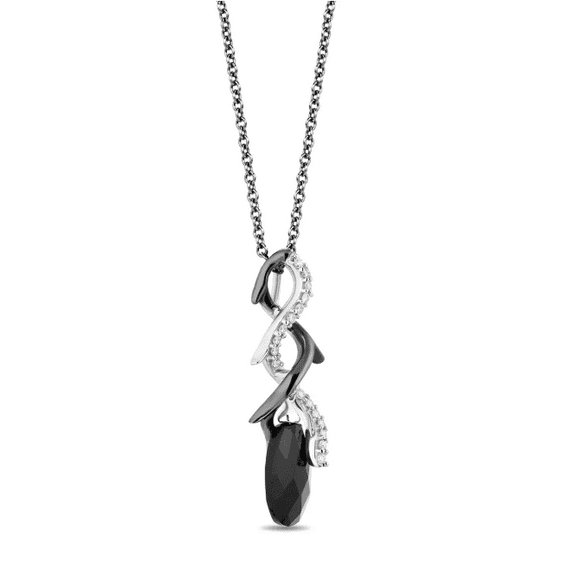 Black Rhodium over Sterling Silver with Black Onyx Maleficent Pendant Necklace Gift For Wife